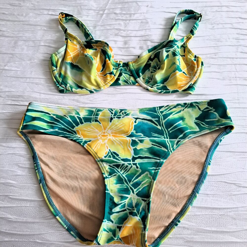 Christina Vintage 90's Tropical Floral Bikini 2 Piece Set Size Small